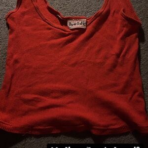 Ribbed Red Sleeveless Tank Top